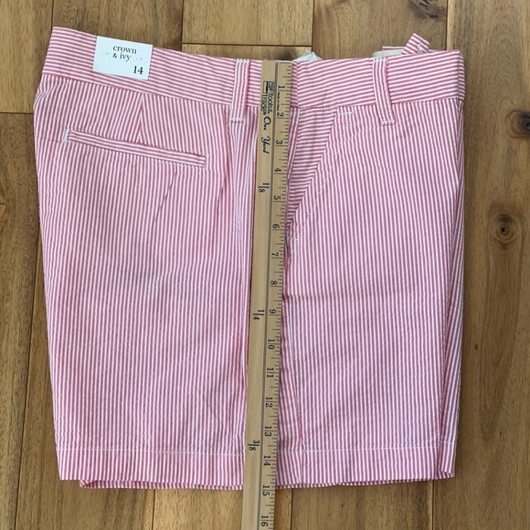 Crown & Ivy size 14 pink and white striped chino pocketed shorts cotton - Picture 6 of 15